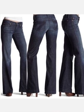 7 FOR ALL MANKIND DOJO DARK WASH FLARE JEANS